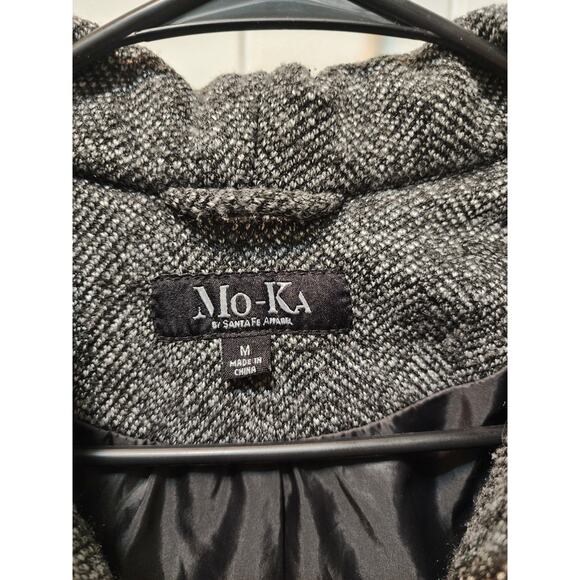 Mo-Ka Meriam Knit Hood Faux Leather Jacket Russian Dark Gray Heavy Weight Size M - Picture 3 of 8